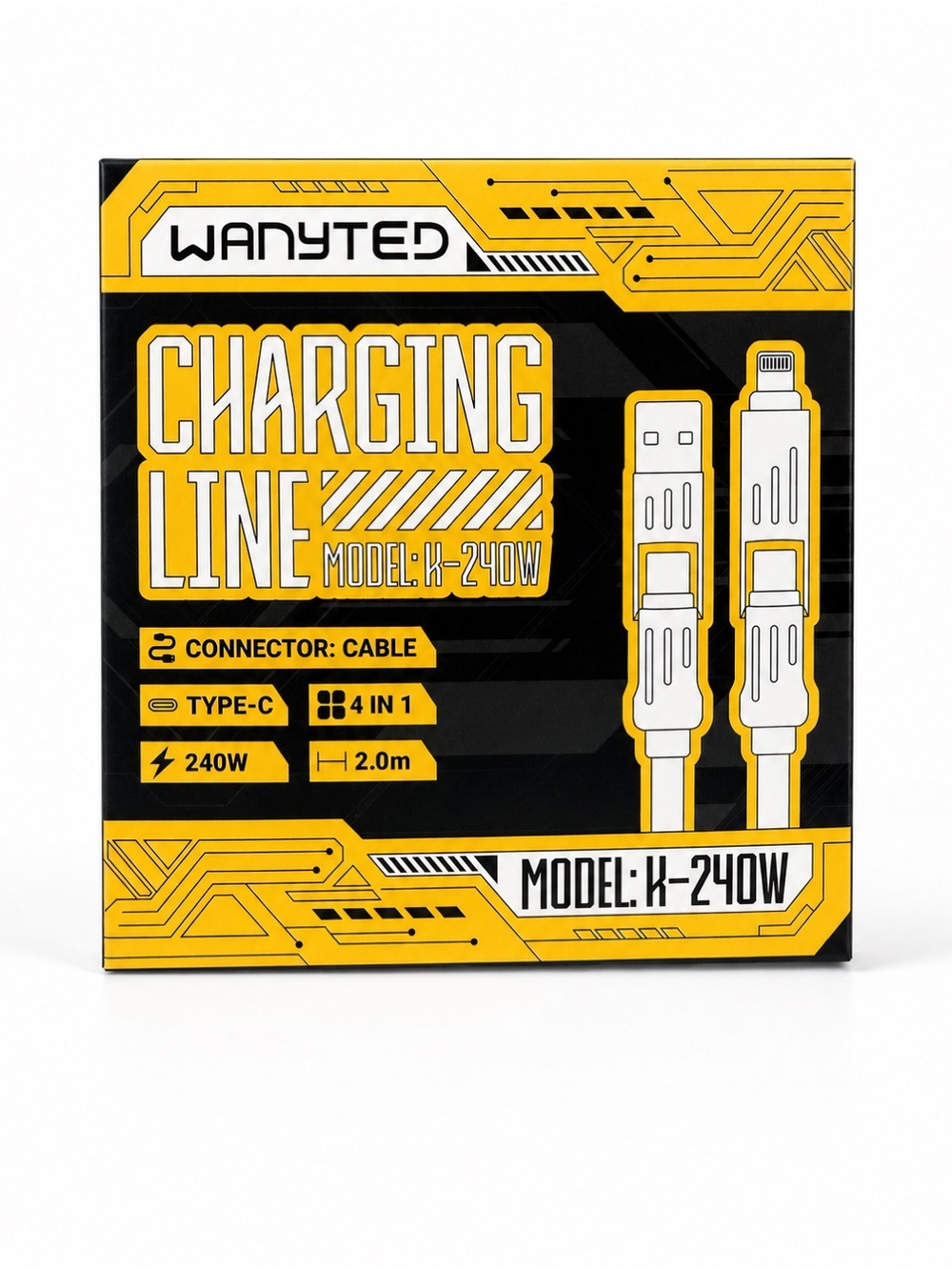 Wanted Yellow and Black Charging Line Cable Pack